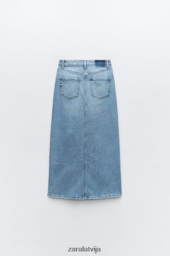 z1975 džinsa midi svārki sievietes Zara vidus zils 6ZTV40640 apģērbs