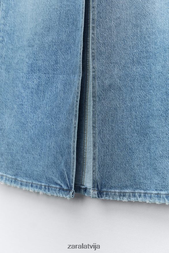 z1975 džinsa midi svārki sievietes Zara vidus zils 6ZTV40640 apģērbs