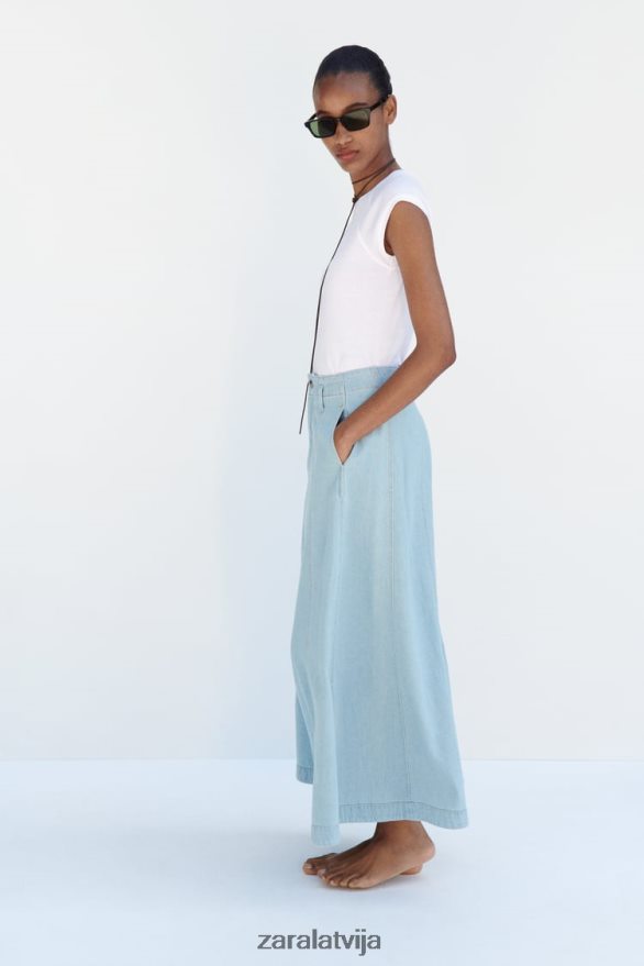 z1975 džinsa svārki sievietes Zara vidus zils 6ZTV40691 apģērbs