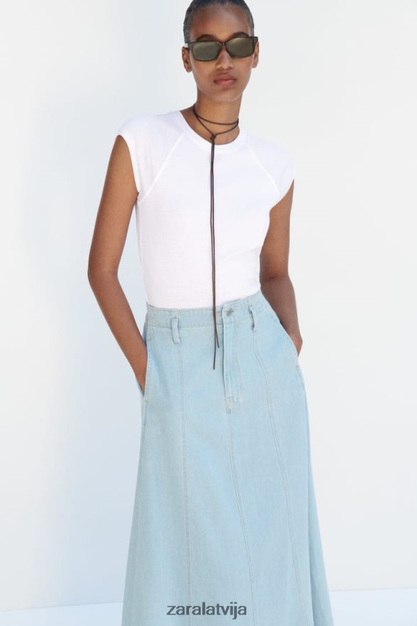 z1975 džinsa svārki sievietes Zara vidus zils 6ZTV40691 apģērbs