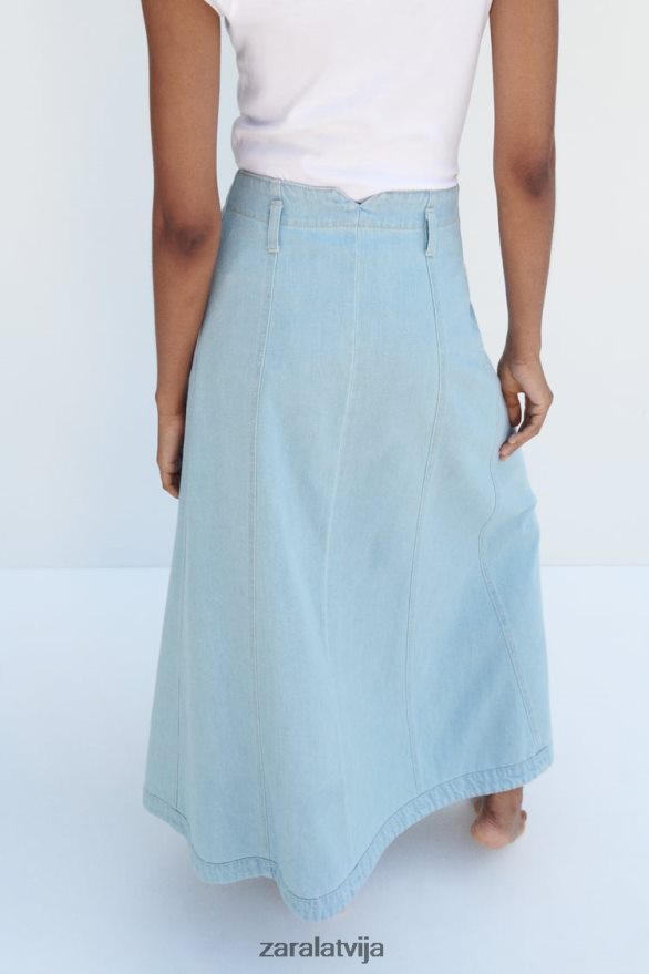 z1975 džinsa svārki sievietes Zara vidus zils 6ZTV40691 apģērbs