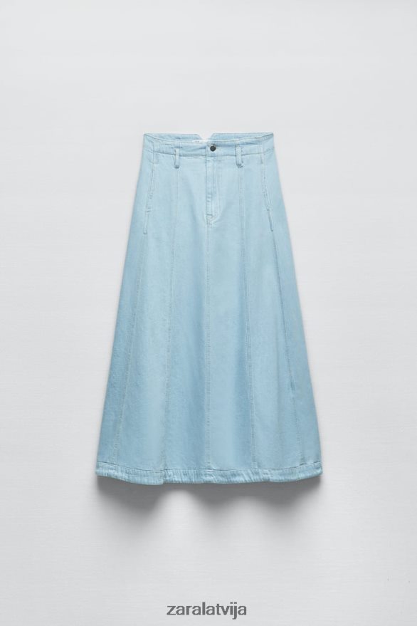 z1975 džinsa svārki sievietes Zara vidus zils 6ZTV40691 apģērbs