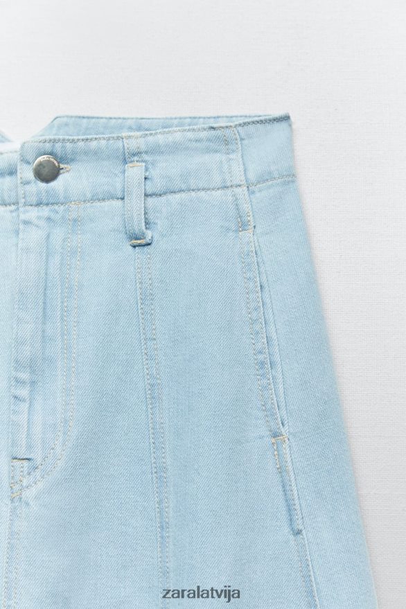 z1975 džinsa svārki sievietes Zara vidus zils 6ZTV40691 apģērbs