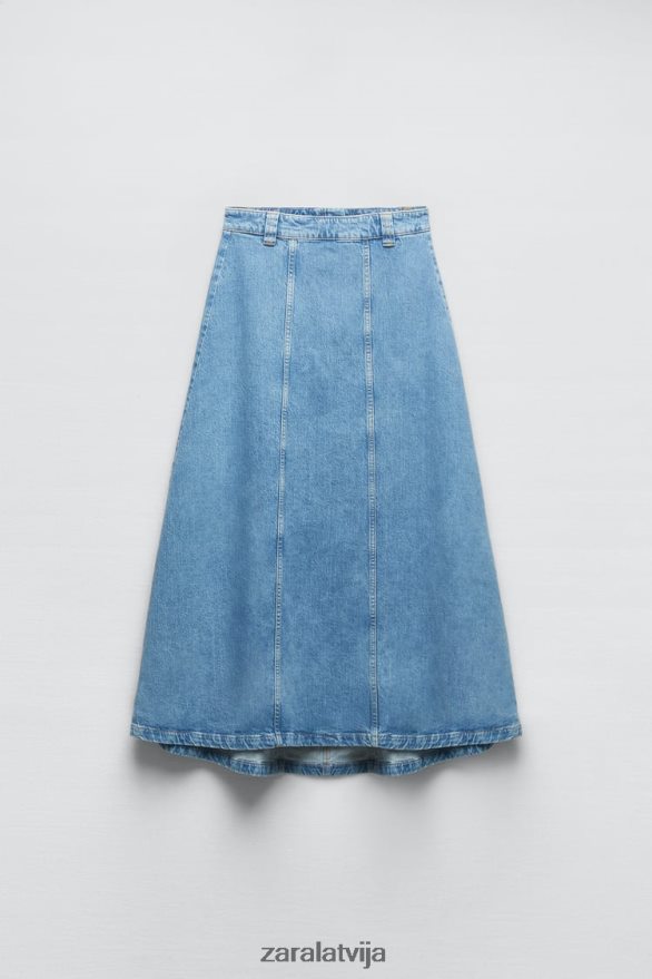 z1975 džinsa svārki sievietes Zara vidus zils 6ZTV40717 apģērbs