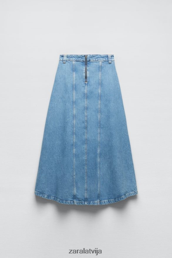 z1975 džinsa svārki sievietes Zara vidus zils 6ZTV40717 apģērbs