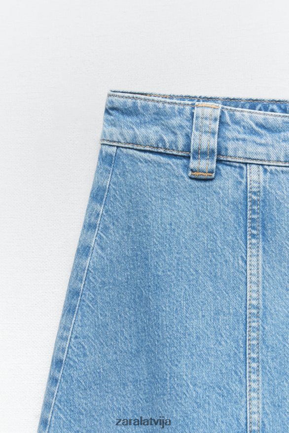 z1975 džinsa svārki sievietes Zara vidus zils 6ZTV40717 apģērbs