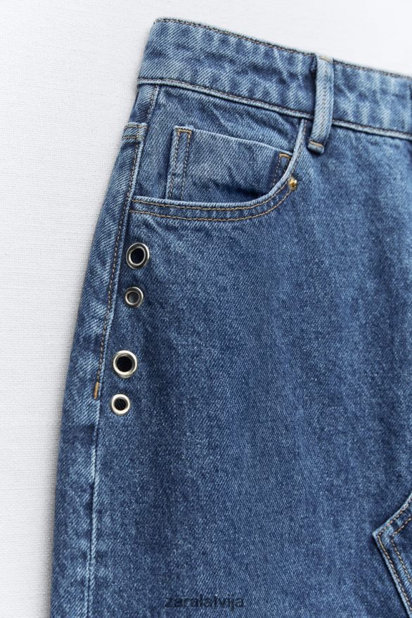 z1975 gredzenu džinsa svārki sievietes Zara vidus zils 6ZTV40668 apģērbs