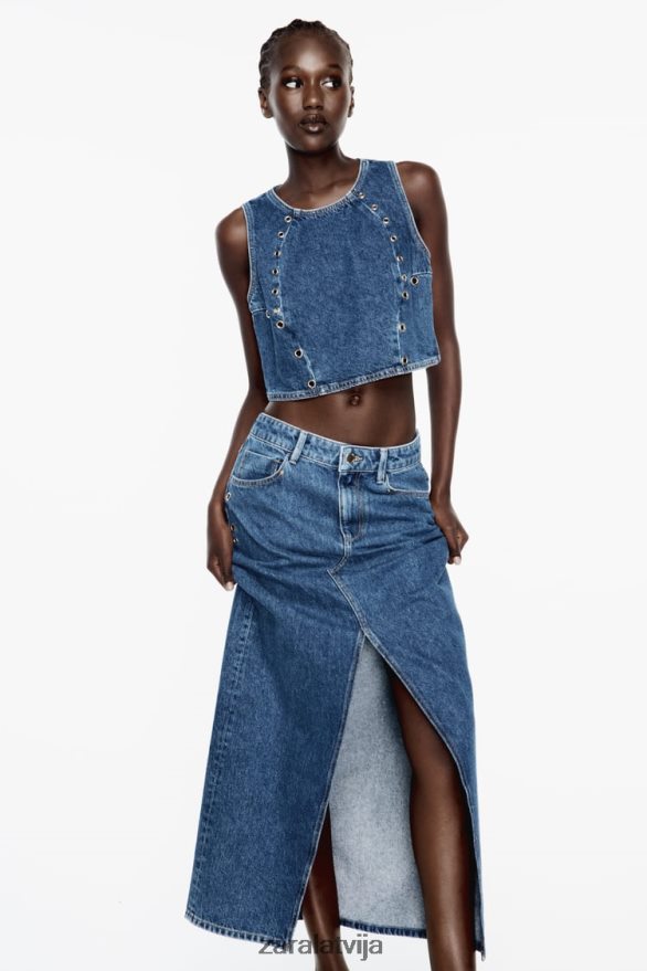 z1975 gredzenu džinsa svārki sievietes Zara vidus zils 6ZTV40668 apģērbs
