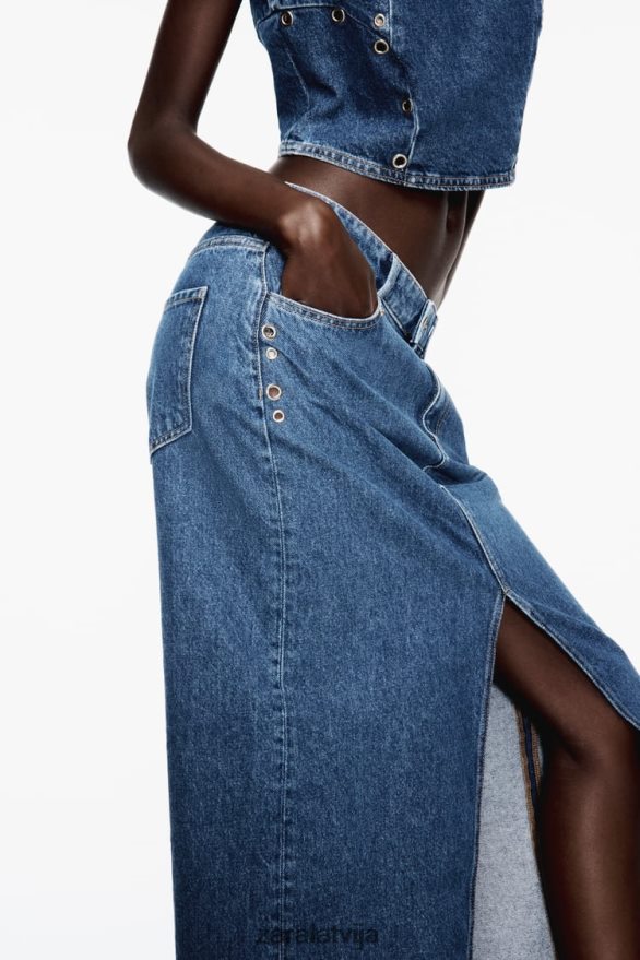 z1975 gredzenu džinsa svārki sievietes Zara vidus zils 6ZTV40668 apģērbs