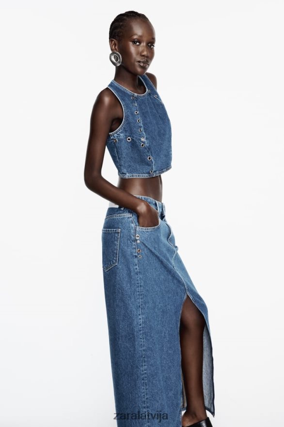 z1975 gredzenu džinsa svārki sievietes Zara vidus zils 6ZTV40668 apģērbs