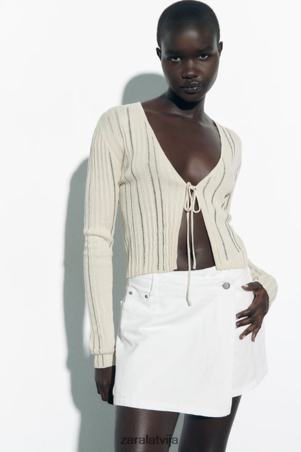z1975 priekšējā aptinuma džinsa skorts sievietes Zara balts 6ZTV40564 apģērbs