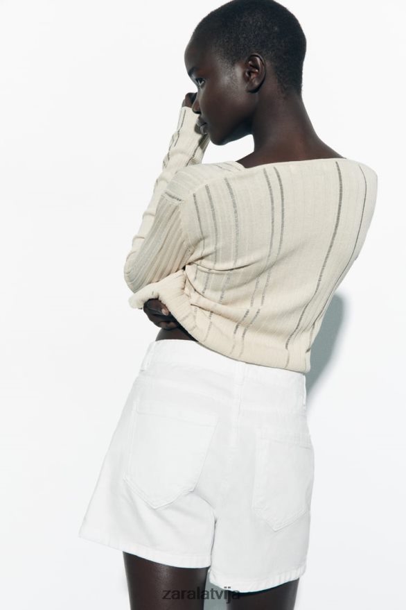 z1975 priekšējā aptinuma džinsa skorts sievietes Zara balts 6ZTV40564 apģērbs