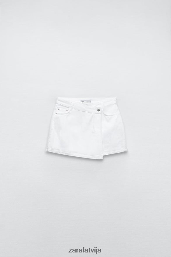 z1975 priekšējā aptinuma džinsa skorts sievietes Zara balts 6ZTV40564 apģērbs
