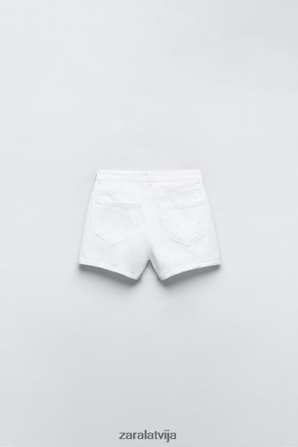 z1975 priekšējā aptinuma džinsa skorts sievietes Zara balts 6ZTV40564 apģērbs