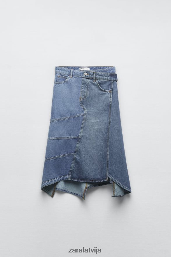 zw asimetrisks džinsa svārki sievietes Zara zils 6ZTV40727 apģērbs