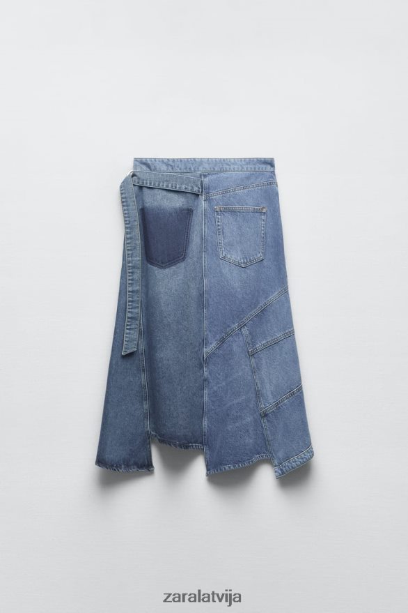 zw asimetrisks džinsa svārki sievietes Zara zils 6ZTV40727 apģērbs