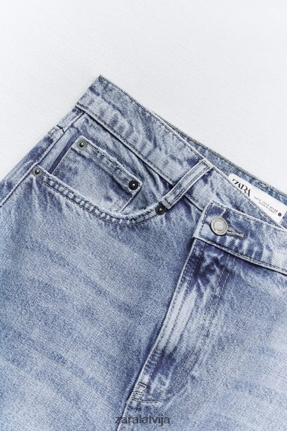 zw izgriezti džinsa svārki sievietes Zara vidus zils 6ZTV40702 apģērbs