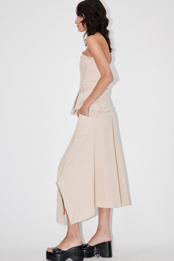 zw nobružāti asimetriski svārki sievietes Zara smiltis 6ZTV40698 apģērbs