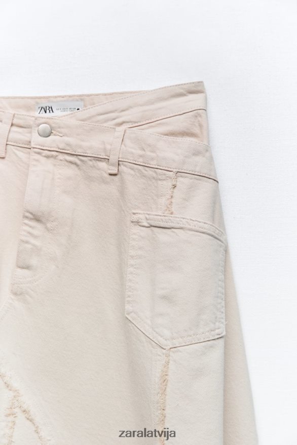 zw nobružāti asimetriski svārki sievietes Zara smiltis 6ZTV40698 apģērbs