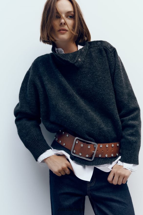 dārgakmeņu ādas josta sievietes Zara brūns 6ZTV40756 Piederumi