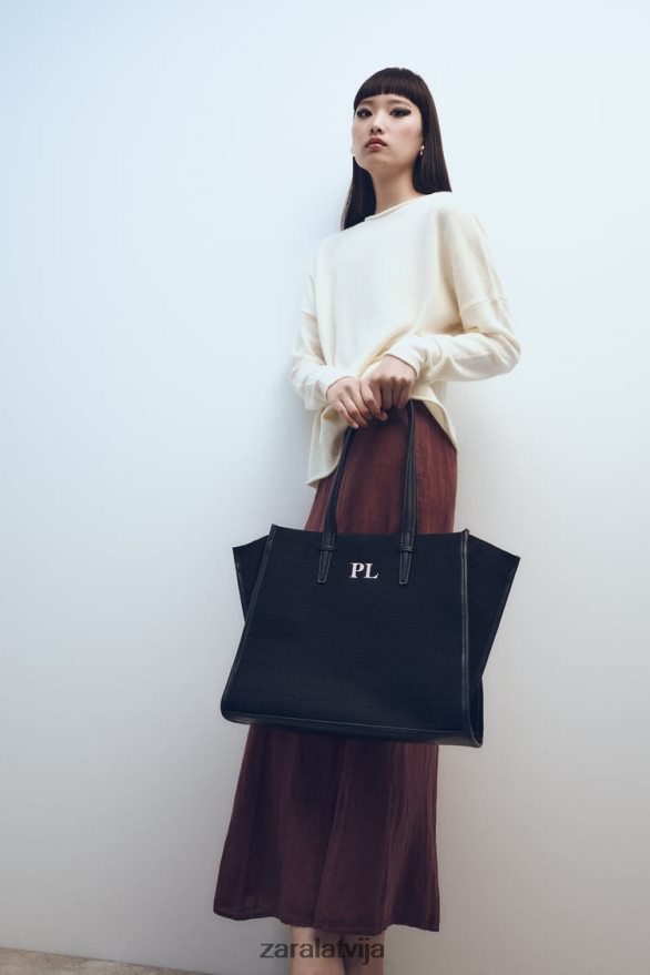 izspēles kroka soma sievietes Zara melns 6ZTV40749 Piederumi