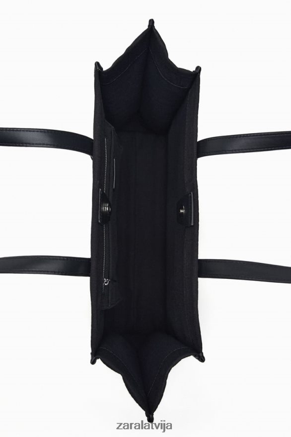 izspēles kroka soma sievietes Zara melns 6ZTV40749 Piederumi