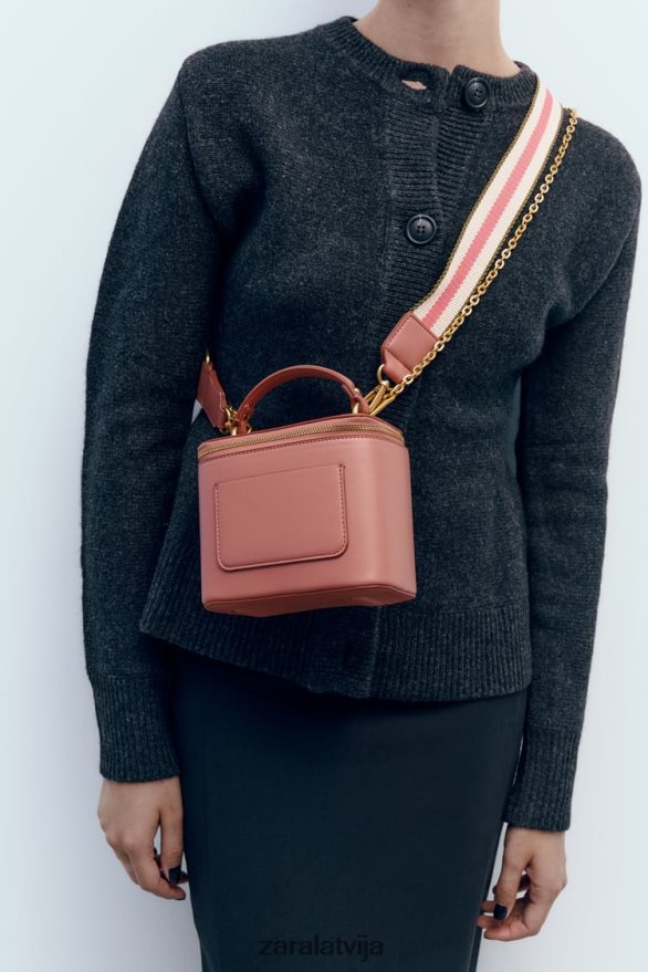 strukturēta crossbody soma sievietes Zara rozā 6ZTV40741 Piederumi