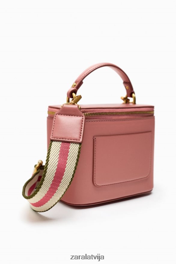 strukturēta crossbody soma sievietes Zara rozā 6ZTV40741 Piederumi