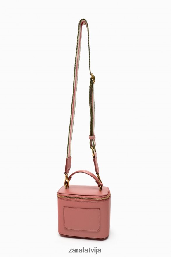 strukturēta crossbody soma sievietes Zara rozā 6ZTV40741 Piederumi
