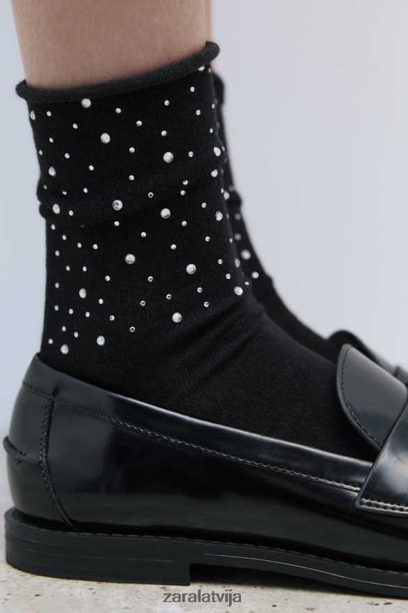 rhinestone īsās zeķes sievietes Zara Sudrabs 6ZTV40761 Piederumi