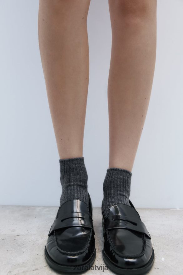 rievotas potītes zeķes sievietes Zara antracīta pelēks 6ZTV40759 Piederumi
