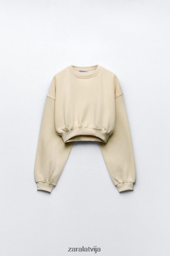 basic crop sporta krekls sievietes Zara vaniļas 6ZTV40945 apģērbs