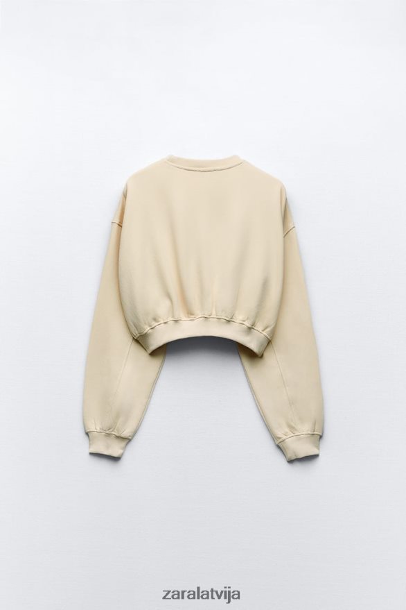 basic crop sporta krekls sievietes Zara vaniļas 6ZTV40945 apģērbs
