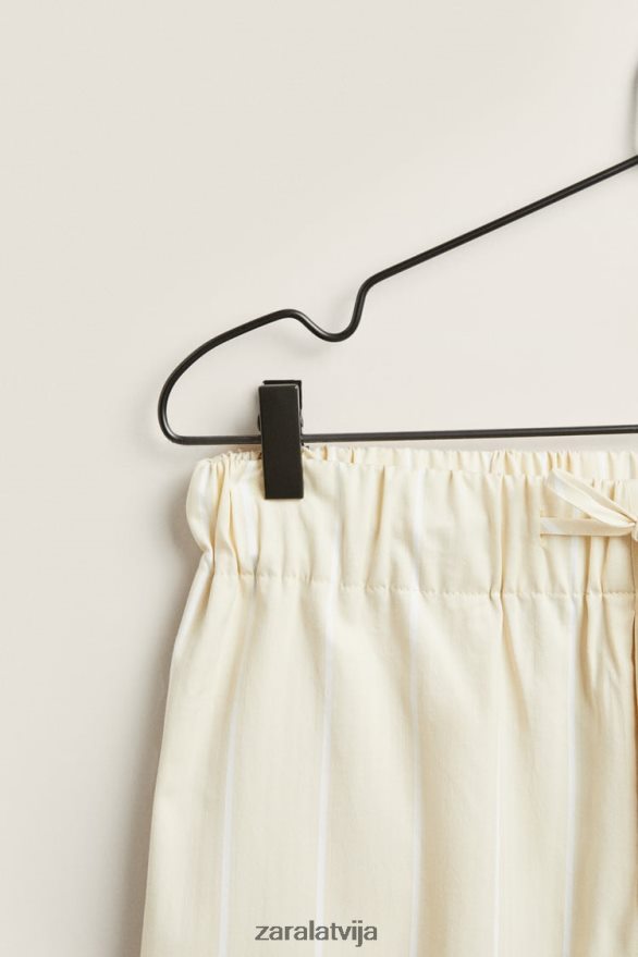 bikses ar plānām svītrām sievietes Zara gaiši dzeltens 6ZTV401801 apģērbs