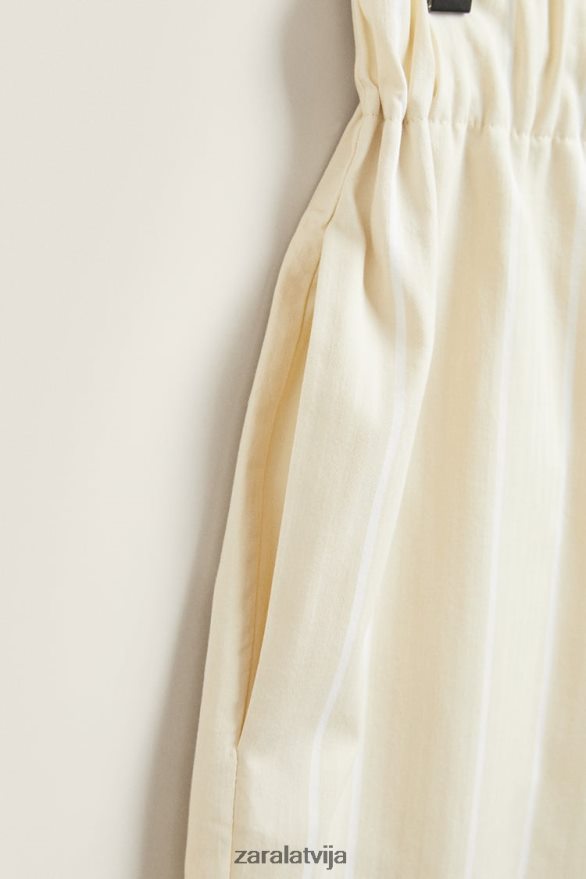 bikses ar plānām svītrām sievietes Zara gaiši dzeltens 6ZTV401801 apģērbs