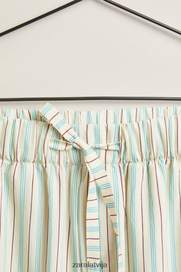 bikses ar plānām svītrām sievietes Zara vaniļas 6ZTV401798 apģērbs