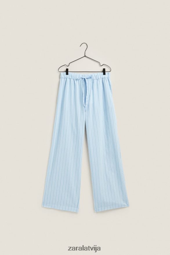 bikses ar plānām svītrām sievietes Zara zils 6ZTV401796 apģērbs