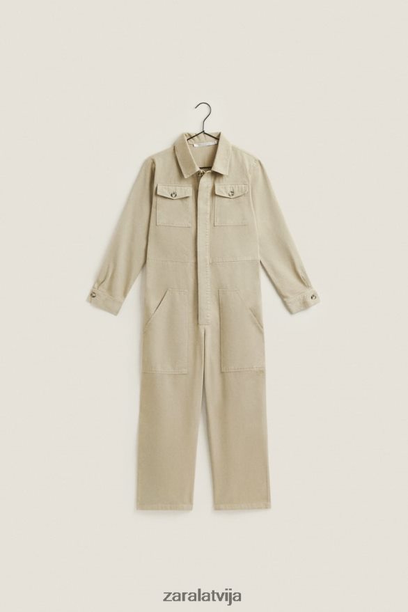 dārza kombinezons ar garām piedurknēm sievietes Zara tumši bēšs 6ZTV401820 apģērbs