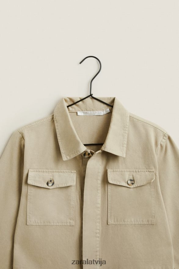 dārza kombinezons ar garām piedurknēm sievietes Zara tumši bēšs 6ZTV401820 apģērbs