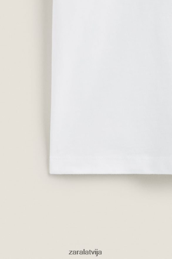 kokvilnas augšdaļa sievietes Zara balts 6ZTV401812 apģērbs