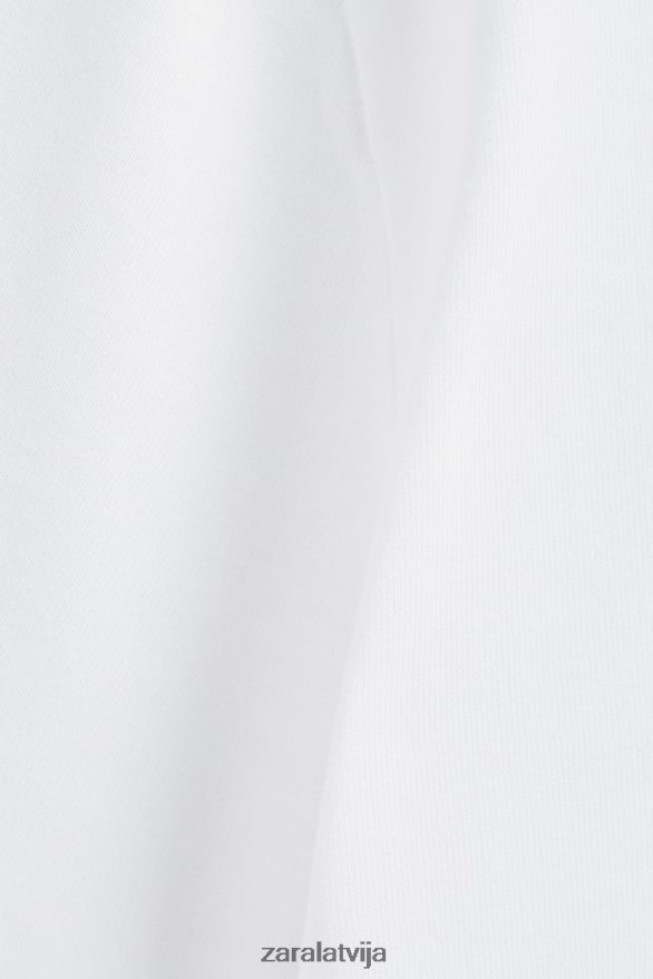 kokvilnas augšdaļa sievietes Zara balts 6ZTV401812 apģērbs