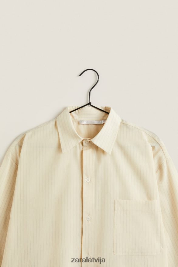 krekls ar plānām svītrām sievietes Zara ekru 6ZTV401804 apģērbs
