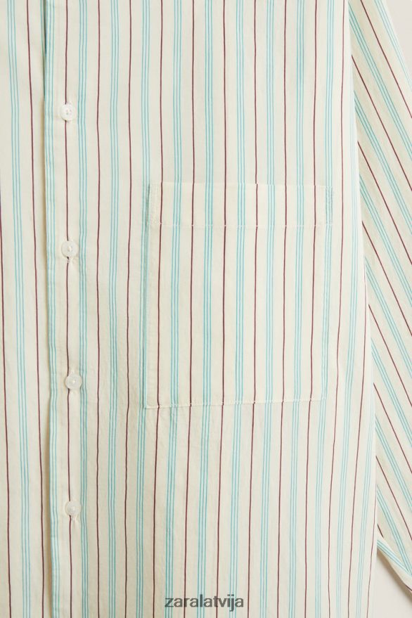 krekls ar plānām svītrām sievietes Zara vaniļas 6ZTV401797 apģērbs