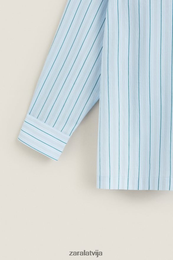 krekls ar plānām svītrām sievietes Zara zils 6ZTV401795 apģērbs