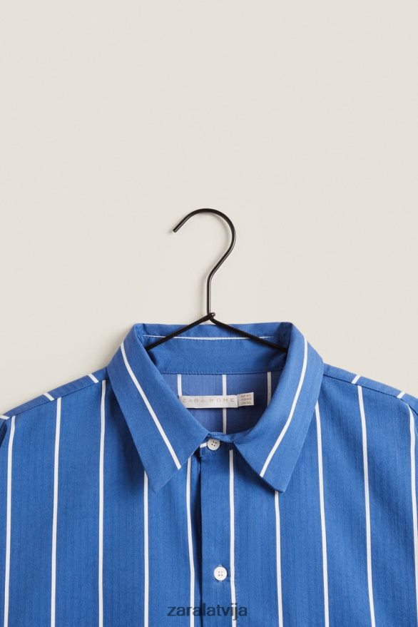 krekls ar vertikālām svītrām sievietes Zara zils 6ZTV401791 apģērbs