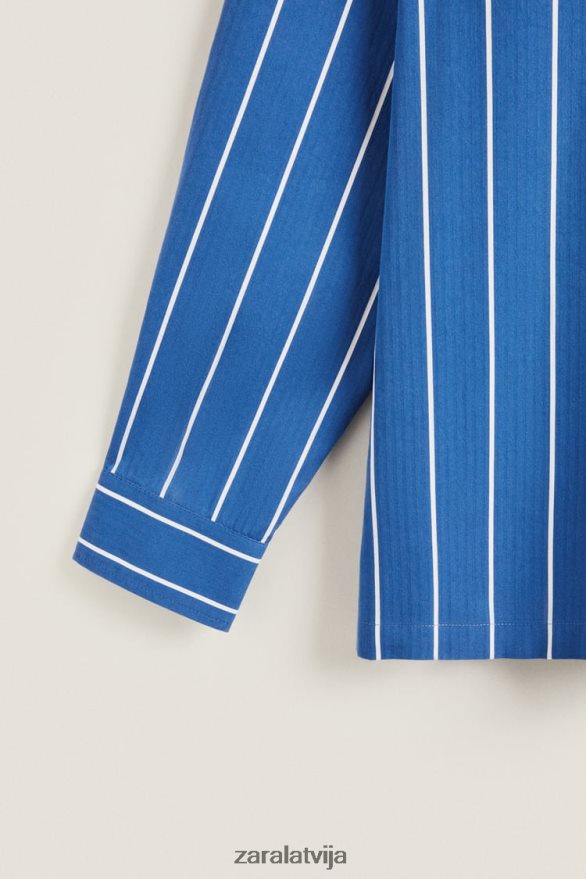krekls ar vertikālām svītrām sievietes Zara zils 6ZTV401791 apģērbs