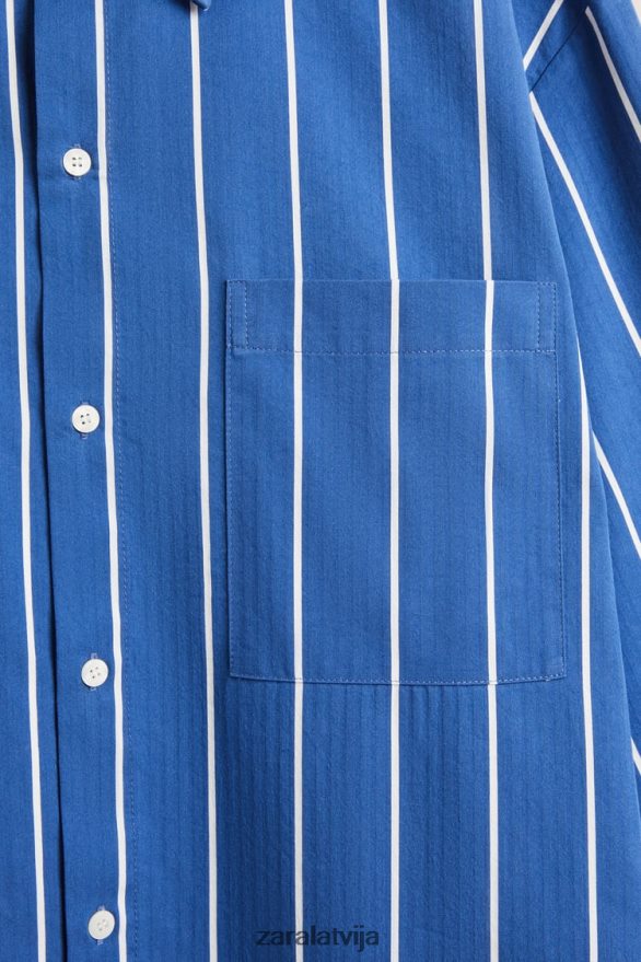 krekls ar vertikālām svītrām sievietes Zara zils 6ZTV401791 apģērbs