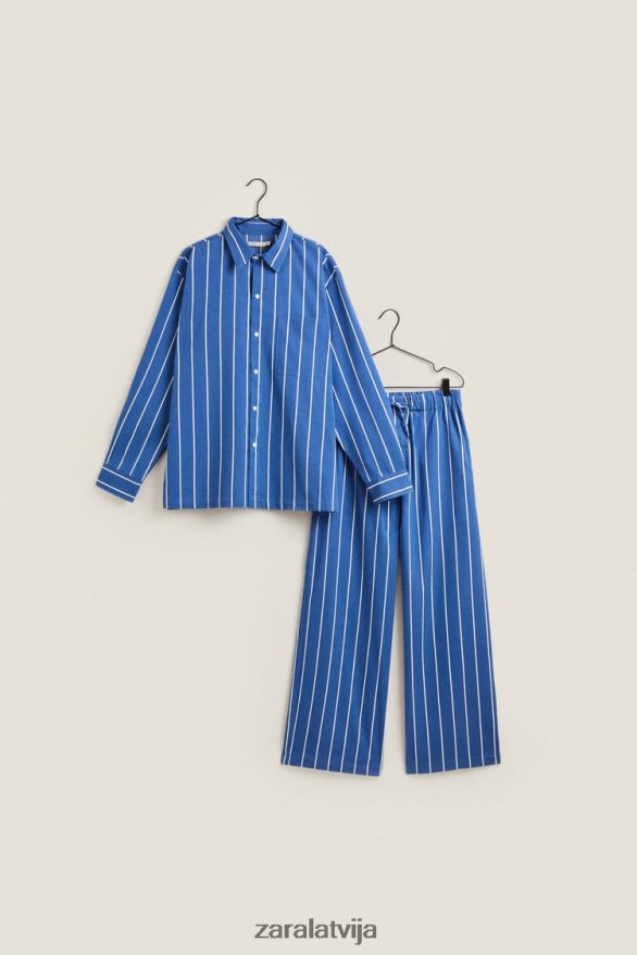 krekls ar vertikālām svītrām sievietes Zara zils 6ZTV401791 apģērbs