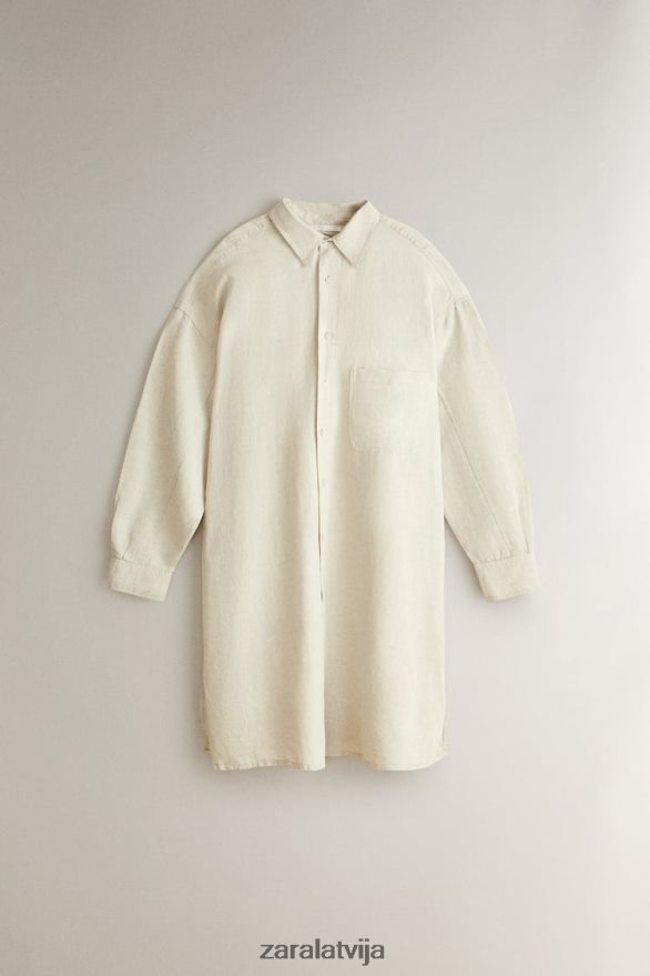 kreklu kleita sievietes Zara gaiši bēšs 6ZTV401819 apģērbs