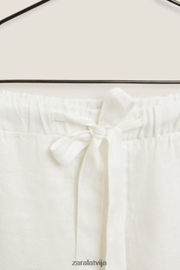 lina šorti sievietes Zara ekru 6ZTV401815 apģērbs